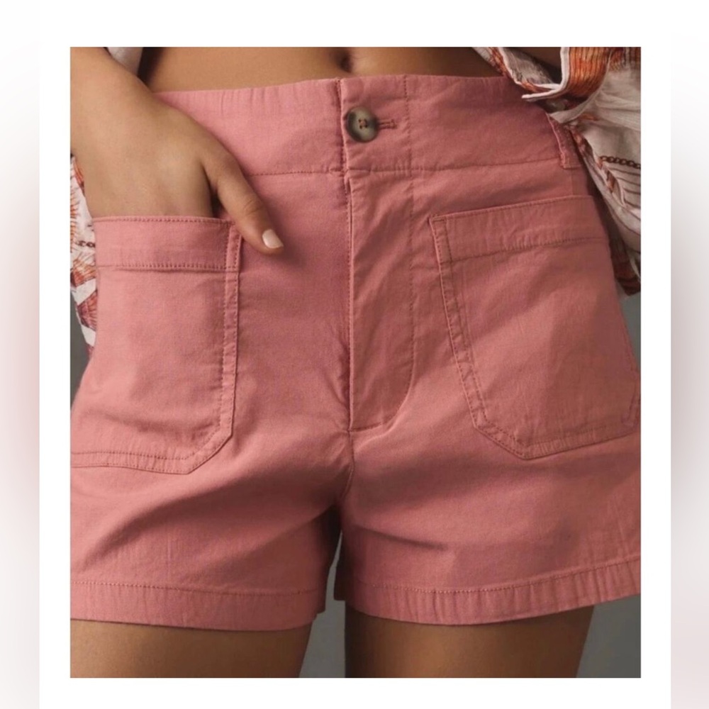 Maeve High-Waist Utility Shorts in Dusty Rose